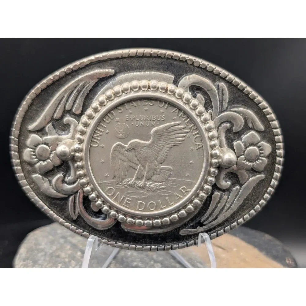 U.S. Dollar Coin Belt Buckle – Made in USA – Ornate Western Design